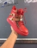 Giuseppe Zanotti Double Gold Bar Latch Clasp Leather High Top Sneakers in all red 